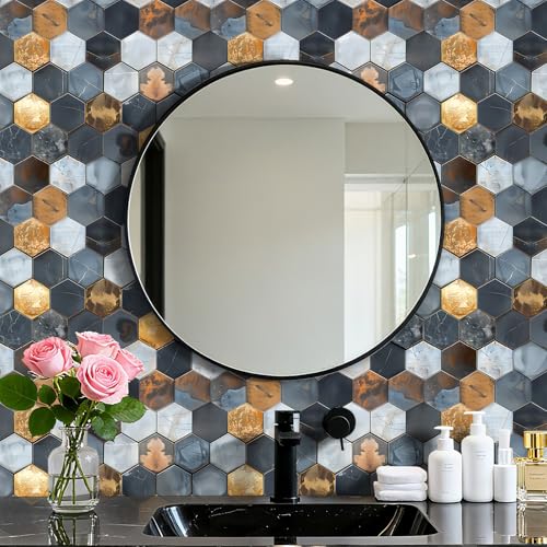 Livelynine 17.5x276" Waterproof Peel and Stick Wallpaper for Kitchen Wall Tiles Backsplash Renter Friendly Bathroom Wallpaper Waterproof Modern Removable Contact Paper for Walls Shower Tile Sticker - size: 17.5x276 Inch