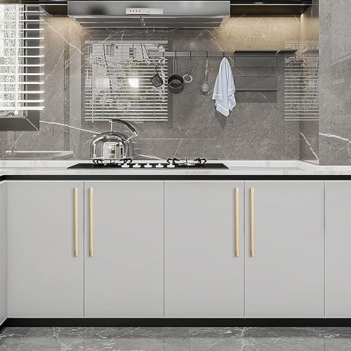 6 Pack 10 Inch Brushed Brass Kitchen Cabinet Handles - color: Brushed Brass, size: 10'' Hole Center(254mm)