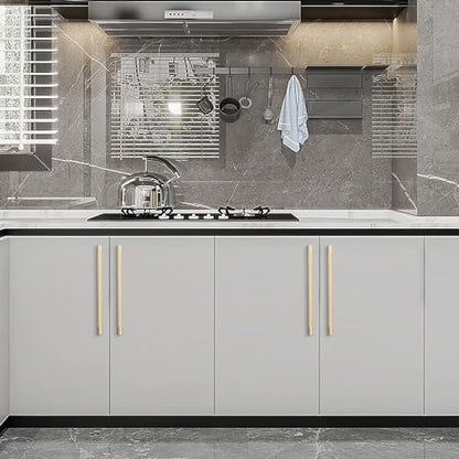 6 Pack 11.3 Inch Brushed Brass Kitchen Cabinet Handles - color: Brushed Brass, size: 11-1/3'' Hole Center(288mm)