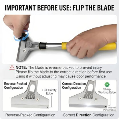 Razor Blade Scraper 4-Inch Floor Scraper Built-in Screwdriver - color: Yellow Razor Blade Scraper