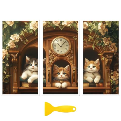 Peacoblue Bookcase Cat Rub On Transfers for Furniture Craft 6"x12" - style: Bookcase Cat