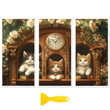 Peacoblue Bookcase Cat Rub On Transfers for Furniture Craft 6"x12" - style: Bookcase Cat