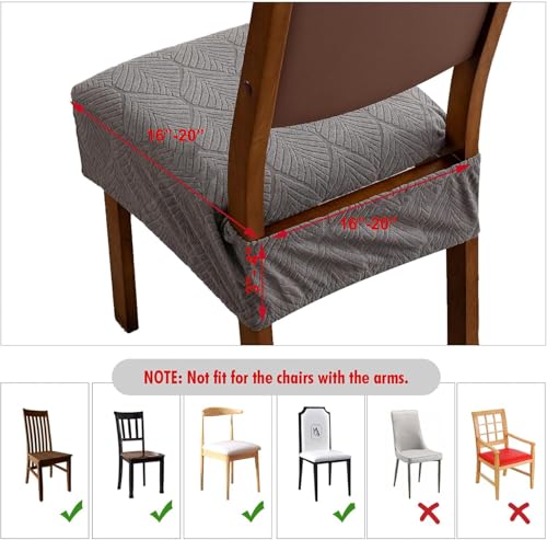 Waterproof Stretch Dining Chair Seat Covers, Set of 6 Med Gray - color: Med Gray, size: 16-20in-Rear-gapped
