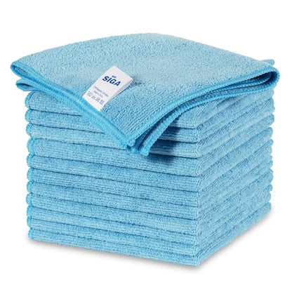 MR.SIGA Microfiber Cleaning Cloths, All-Purpose Surface Microfiber Towels, Streak Free Cleaning Rags, Pack of 12, Sky Blue, Size 32 x 32 cm(12.6 x 12.6 inch) - color: Sky Blue