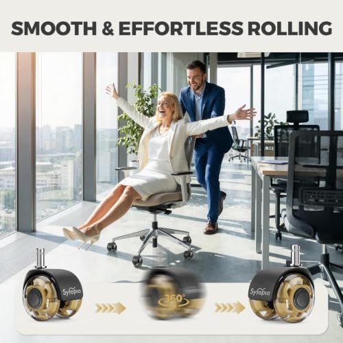 Office Chair Wheels 2" Desk Chair Caster Wheels Smooth Roller Style Quiet for Carpet and Hardwood Floors Universal Fit 11x22 mm Set of 5 Yellow - color: Yellow-Roller-2 Inch
