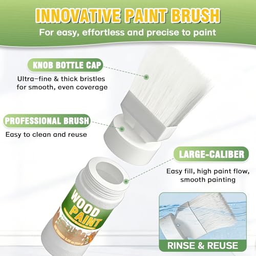 White Paint for Wood, 6.35 oz White Touch Up Paint – All-in-One Water-Based Repair for Furniture, Cabinets, Doors, Trim & Metal