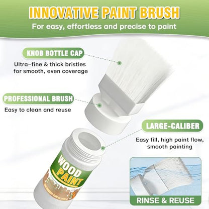 White Paint for Wood, 6.35 oz White Touch Up Paint – All-in-One Water-Based Repair for Furniture, Cabinets, Doors, Trim & Metal