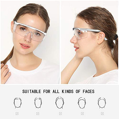 Safety Glasses, 5PCS Adjustable Wide-Vision Protective Glasses, Lightweight Fog-Proof Safety Goggles - color: White