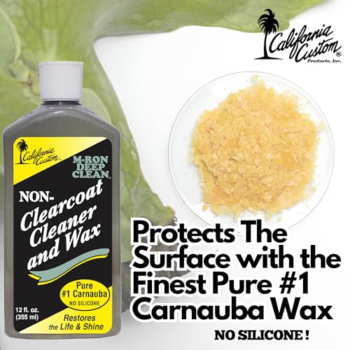 CALIFORNIA CUSTOM M-Ron Deep Clean Cleaner Wax for Non-Clearcoat Paint, Pure #1 Carnauba Car Wax for Light to Medium Oxidation, Silicone-Free, Restore Shine and Gloss, 12 fl oz