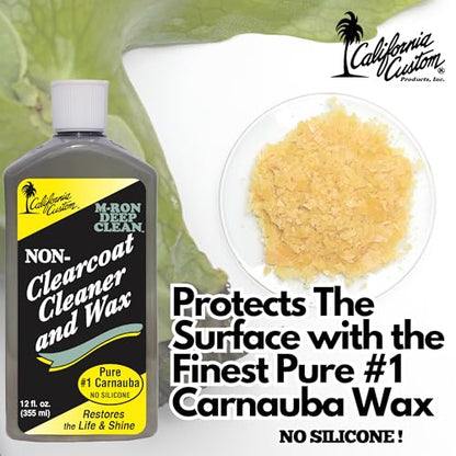 CALIFORNIA CUSTOM M-Ron Deep Clean Cleaner Wax for Non-Clearcoat Paint, Pure #1 Carnauba Car Wax for Light to Medium Oxidation, Silicone-Free, Restore Shine and Gloss, 12 fl oz