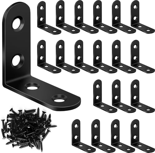 20PCS L Bracket Corner Brace Set, Stainless Steel Corner Bracket - color: Black, size: 40x40MM