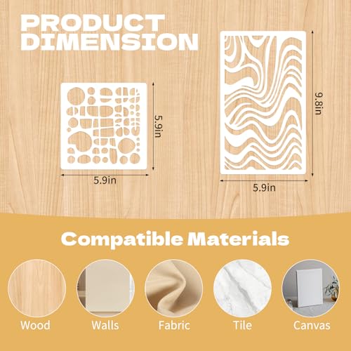 20 Pcs Stencils for Painting Mixed Size Abstract Texture Stencils Geometric Patterns Featuring Line Stripes Floral Textures for Painting on Walls Wood Canvas Furniture Decor - style: Style 3
