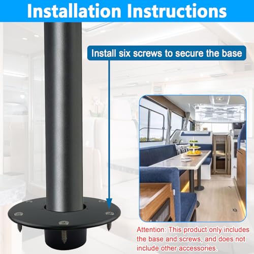 2 Pack Black RV Table Base Mount Aluminum Camper Table Base Mount with 6 Mounting Holes Floor Mounting Base Includes Mounting Screws - color: 2pack