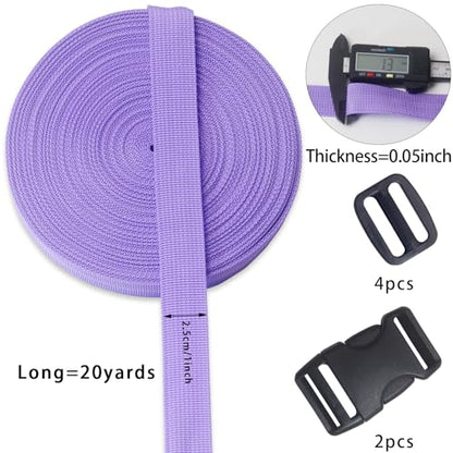 Purple 1 inch Webbing Strap Kit for DIY Crafts-Backpacks-20yds - color: Lavender