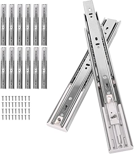 Soft Close Full Extension Ball Bearing Drawer Slides - 12 Inch, 6 Pairs, 3-Section, 100 LB Capacity