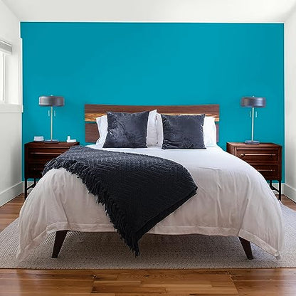 Glidden Total Interior Wall Paint & Primer All-in-One, Mediterranean Blue/Aqua-Blue, Flat, 1 Gallon - color: Mediterranean Blue, size: 128 Fl Oz (Pack of 1)