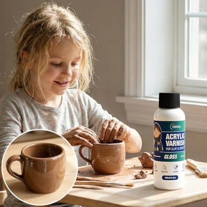 OSBANG 100ML Air Dry Clay Glaze, High Gloss Air Dry Clay Varnish, Protects Clay from Cracking - size: 100 ml