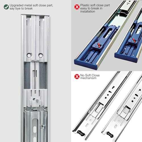 18 inch Soft Close Drawer Slides 6 Pairs Ball Bearing Full Extension Cabinet Drawer Slides 3 fold, Side Mount, 100 LB Capacity Heavy Duty Drawer Slide 18" - size: 18inch(450mm), style: Sliver-6