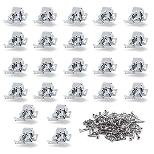 Luomorgo Double Roller Catch Cabinet Latches, Silver, 24 Pack - color: Silver, size: 24 Pieces