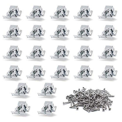 Luomorgo Double Roller Catch Cabinet Latches, Silver, 24 Pack - color: Silver, size: 24 Pieces