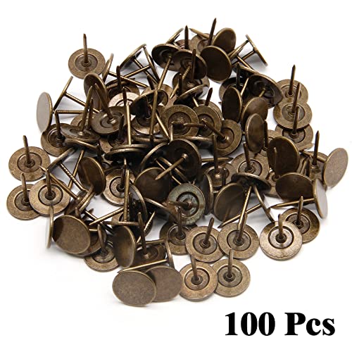 Piutouyar 20 mm / 0.8 Inch Flat Head Thumb Tacks, Bronze, 100Pcs - color: Bronze, size: 16*20mm/0.6*0.8"