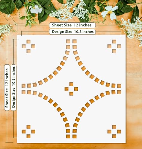 2 Pcs 12" x 12" Tile Stencil Painting Stencil for Walls and Floors - Reusable - Stencils for Painting - Stencil for Home Decor (Modern Mosaic) - style: Modern Mosaic