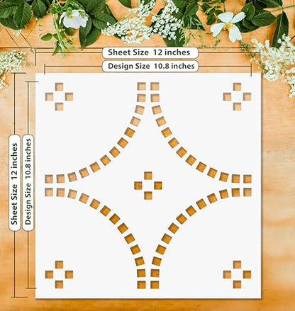 2 Pcs 12" x 12" Tile Stencil Painting Stencil for Walls and Floors - Reusable - Stencils for Painting - Stencil for Home Decor (Modern Mosaic) - style: Modern Mosaic
