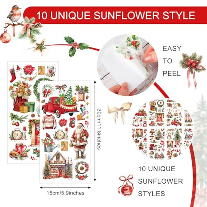 Lincia 10 Sheets Christmas Rub on Transfers for Crafts, Nostalgic - style: Nostalgic