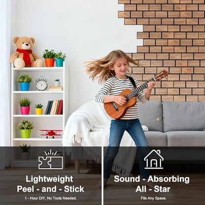 WoveN SounD Brick Acoustic Panels, Teak, 16 Pack, 16x12 in - color: Brick, Wood Veneer, Teak, 16 Pack