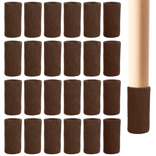 Chair Leg Floor Protectors Socks - 24Pcs Brown Polyester Furniture Covers