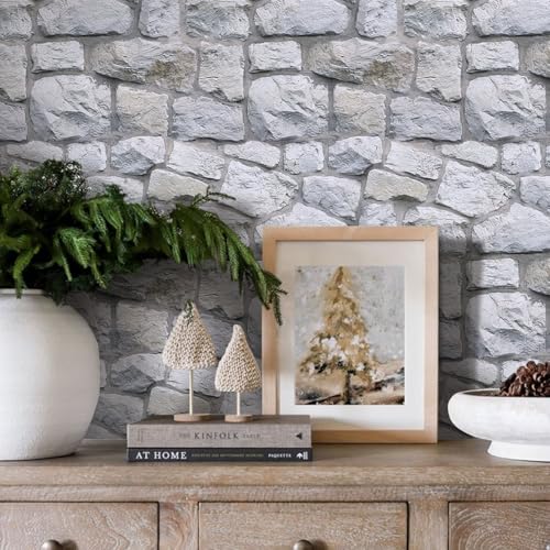 3D Peel and Stick Faux Stone Wall Panels 11.8" x 11.8" 10-Pack - color: Stone-SM-A