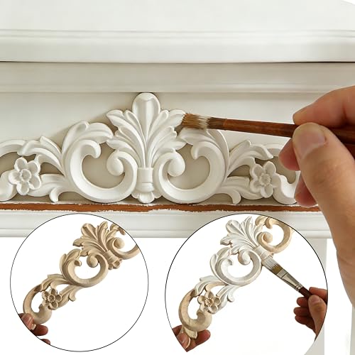Nsrisml Wooden Decals Trim Rosette Inlays, Wood Appliques Onlays for Wall Cabinet Dresser Staircase DIY Projects(8Pcs, 11.81") - color: 8-pack, size: 30x7cm/11.81"x2.76"