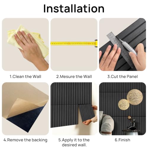 Black Acoustic Panels, 12 Pack Self-Adhesive Sound Absorbing Tiles - color: Black