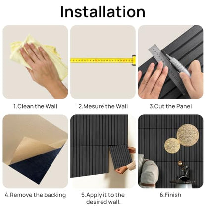 Black Acoustic Panels, 12 Pack Self-Adhesive Sound Absorbing Tiles - color: Black