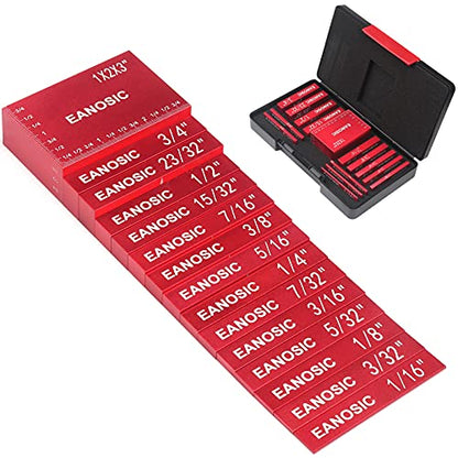 EANOSIC Setup Blocks Height Gauge Set, 15pcs Precision Aluminum Setup Bars for Router and Table Saw Accessories Woodworking Set Up, Bars Include Laser Engraved Size Markings - style: 15 Pcs-INCH