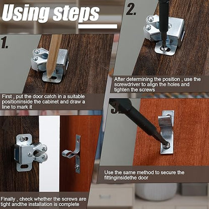 Bonuci 20 Pcs Cabinet Door Latch and Catch Hardware, Silver - color: Silver
