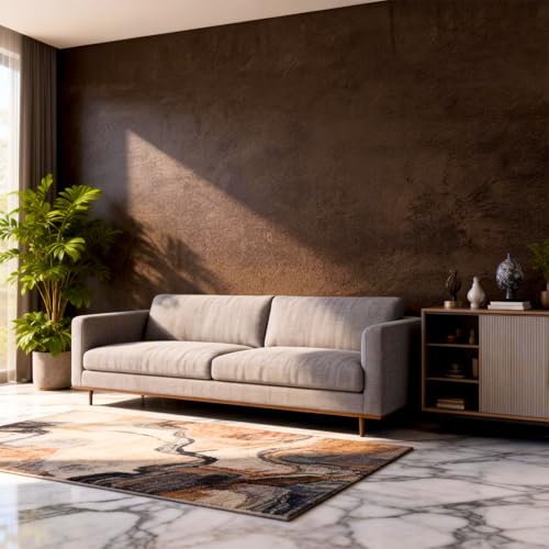 Bumoo Brown Peel and Stick Limewash Wallpaper 16'' x 590'' Coffee Concrete Self-Adhesive Cholocate Contact Paper Modern Texture Moody Leather Waterproof Matte Mural for Living Room Garage Kitchen - size: 590" x 16"