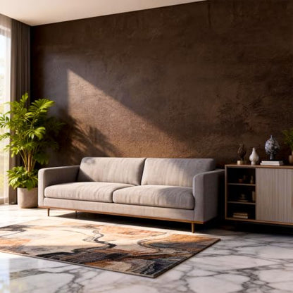 Bumoo Brown Peel and Stick Limewash Wallpaper 16'' x 590'' Coffee Concrete Self-Adhesive Cholocate Contact Paper Modern Texture Moody Leather Waterproof Matte Mural for Living Room Garage Kitchen - size: 590" x 16"