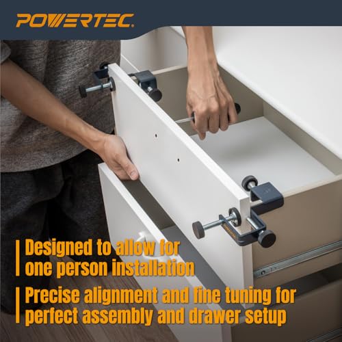 POWERTEC Drawer Front Installation Clamps, Adjustable Cabinet Face Clamp Set, Quick Mounting & Alignment Tool for Woodworking, 4 Pack - 71181-P2 - style: Cabinet Installation Clamps (2PK)