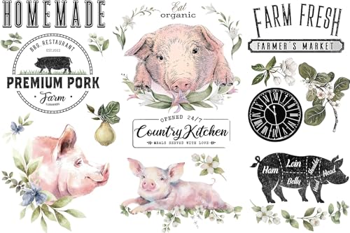 UV DTF 4 Sheet Morning Farmhouse Rub on Transfers, Farmhouse Fresh Craft Transfers for Furniture Farmhouse Theme Style Rub on Transfers for Decorate Doors Wall Window Mirrors Calendars Vases