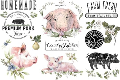 UV DTF 4 Sheet Morning Farmhouse Rub on Transfers, Farmhouse Fresh Craft Transfers for Furniture Farmhouse Theme Style Rub on Transfers for Decorate Doors Wall Window Mirrors Calendars Vases