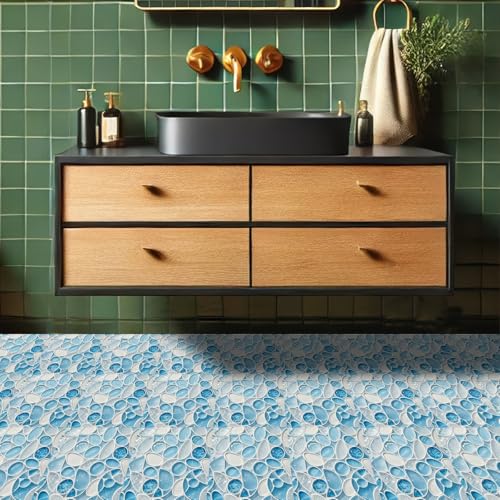 HOMETITUTE Water Drop Glass Floor 12x12 Vinyl Tile - color: Blue#12