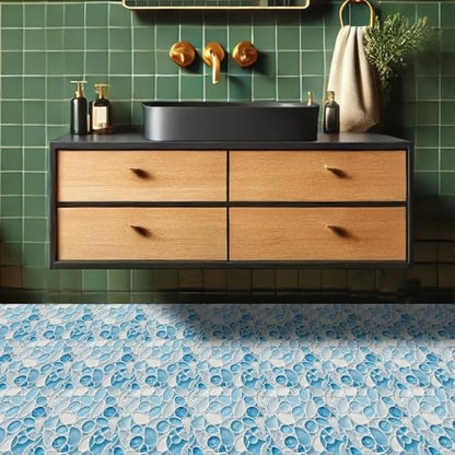 HOMETITUTE Water Drop Glass Floor 12x12 Vinyl Tile - color: Blue#12