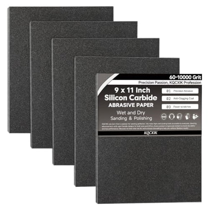 12-Sheet Premium 100 Grit Wet Dry Sandpaper, 9 x 11 Inch - style: 100Grit