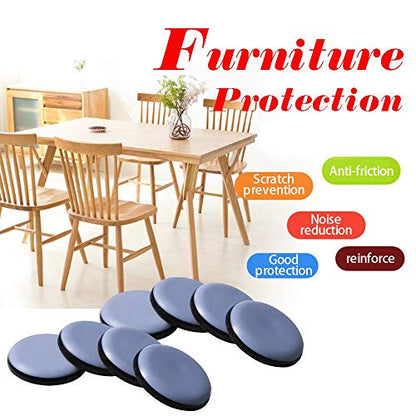 Furniture Sliders for Carpet and Hardwood Floors - Self-Stick (Teflon) - Round - Dusty Blue - 8 Pack - size: round40mm
