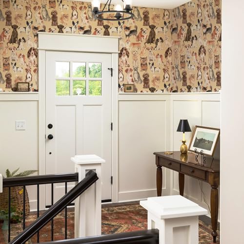 Peel & Stick Waterproof Vinyl Wallpaper Animal- Dog & Camper Themes, Removable for Bathroom, Laundry Room & Locker Contact Paper (17.32"x 118.11") - color: Cute Dog, size: 17.32"x 118.11"