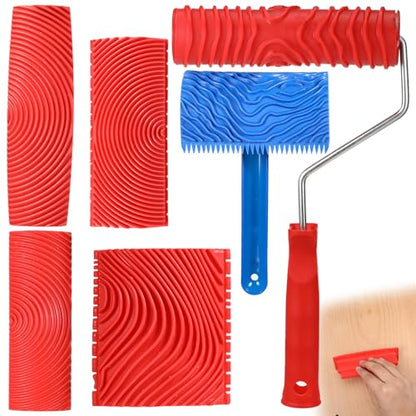 6 PCS Wood Grain Tool, 7 Inch Wood Grain Painting Tool with Handle DIY