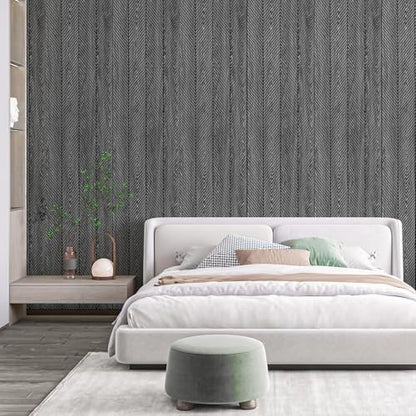 Art3d Herringbone Slim Slat Wall Panels, 104" x 12", 4-Pack, Weathered Teak - color: Herringbone Weathered Teak