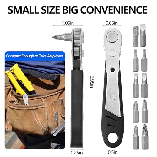 11-in-1 Magnetic Ratchet Screwdriver Set, Screw and Repair in Tight Spaces - Compact Hand Tool Kit, No Assembly Required, Manual Operation, Black - color: Black