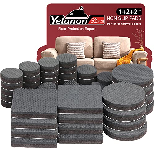 Yelanon Non Slip Furniture Pads for Hardwood Floors 52 Pcs 1"/2"/2" Set - size: 32pcs 1" Round & 10pcs 2" Round & 10pcs 2"Square